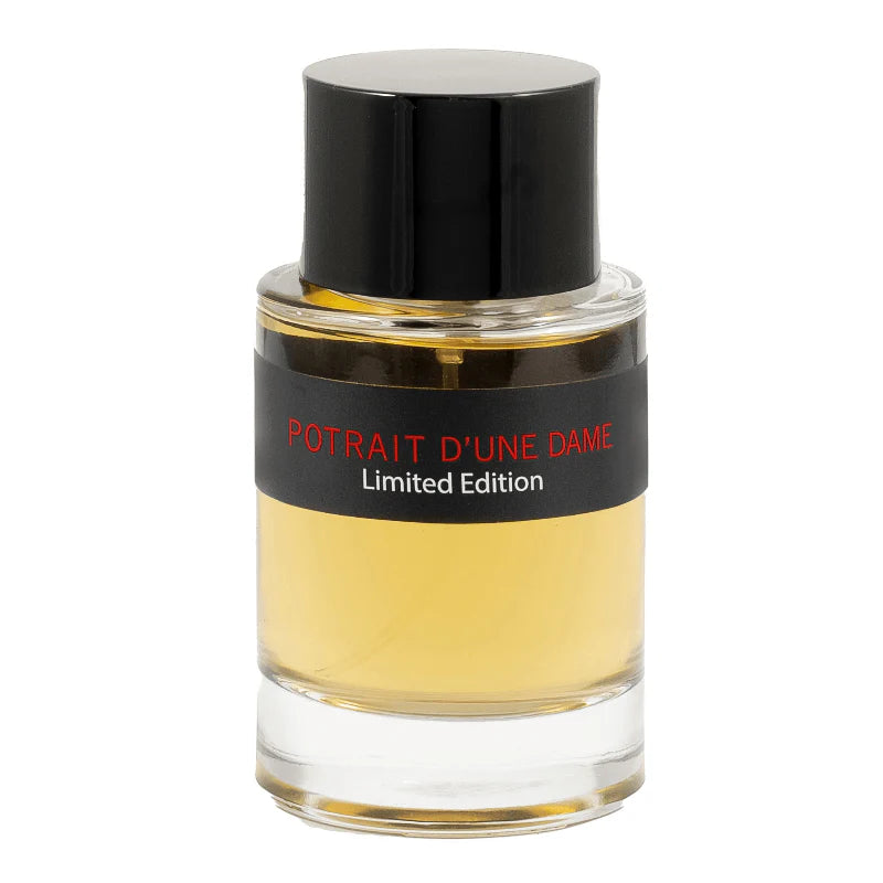Perfume bottle labeled 'Portrait d'Une Dame Limited Edition' on a white background